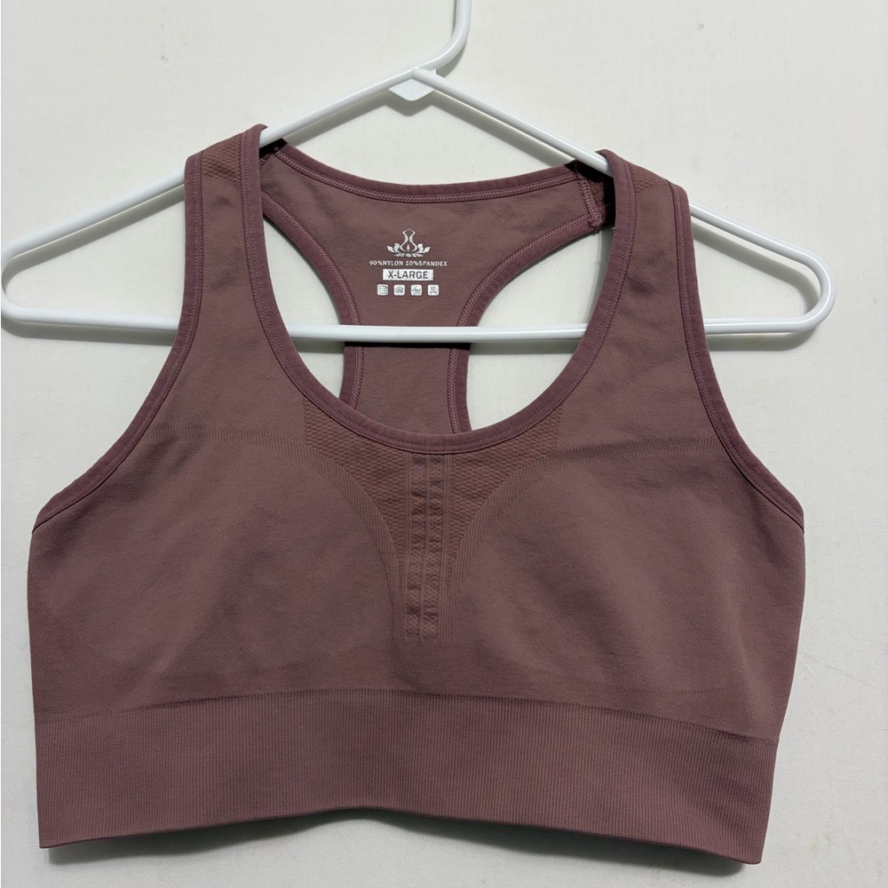 Women Dusty Rose Seamless Racerback Sports Bra XL (A418)✨